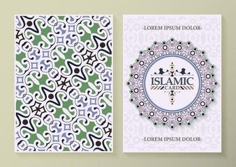 Elegant border pattern islamic greeting card