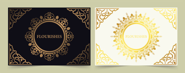 Luxury ornament greeting card vector template