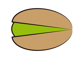 Icono de pistacho con cáscara en fondo blanco. 