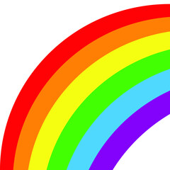 Rainbow and Cloud in The Sky. Cartoon Flat Design Style. Vector illustration of color rainbow's lines and clouds. Symbol of nature, clear, summer. Flat style concept Vector illustration
