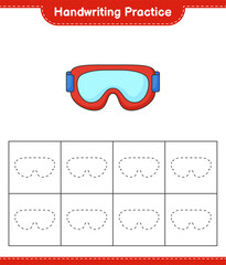 Handwriting practice. Tracing lines of Goggle. Educational children game, printable worksheet, vector illustration