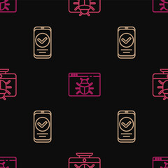 Set line System bug on monitor, Smartphone and on seamless pattern. Vector