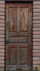 Old wooden door. Old wooden door with old varnish. old wooden door. Exfoliating varnish