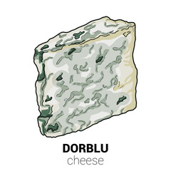 Dorblu Cow Cheese Colorful Vector Illustration