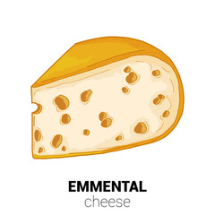 Emmental Cow Cheese Colorful Vector Illustration