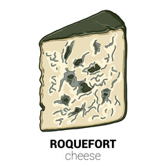 Roquefort Sheep Cheese Colorful Vector Illustration