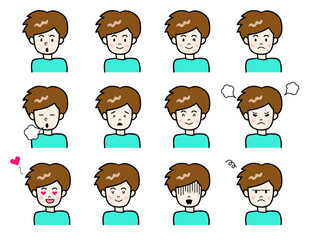 男性の顔　いろいろパターン　イラストセット