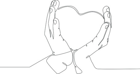 Continuous line drawing vector illustration of a hands that make up the heart for valentine day. Vector illustration. Wallpaper, flyers, invitation, posters, brochure, banners. Valentine.