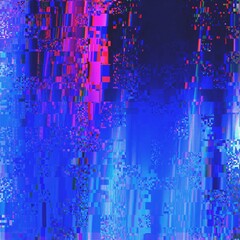 3D illustration of an abstract glitch background. Cyberpunk concept. Colorful techno backdrop with aesthetics of retrowave style of 80's.