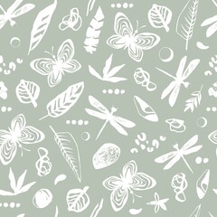 Vintage seamless pattern with butterflies. - 480724800