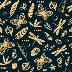 Seamless pattern with exotic butterflies. - 480724802