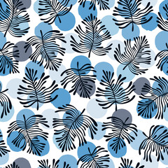 Tropical trendy seamless pattern with exotic palm leaves. - 480724815