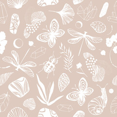 Vintage seamless pattern with butterflies. - 480724816