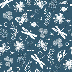 Seamless pattern with exotic butterflies. - 480724820