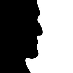 Shadow of a man's face in profile