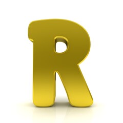 R golden letter 3d sign