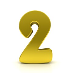 2 two gold 3d number