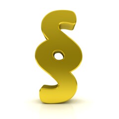 Naklejka premium Paragraph sign golden article symbol 3d rendering isolated on white background