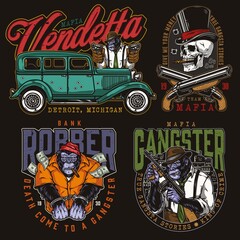 Obraz premium Mafioso characters vintage badges set