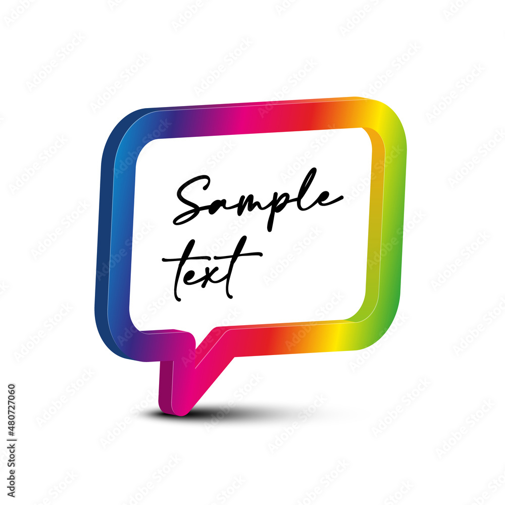 Poster colorful speech bubble with sample text isolated on white background - vector