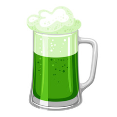 Saint Patricks Day illustration. Ale or beer in mug.