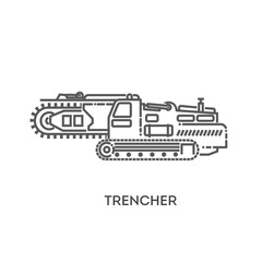 Trencher. Industrial transport. Industrial machinery icon. Vector symbol