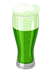 Saint Patricks Day illustration. Ale or beer in glass.