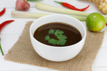 Boiled Fermented Fish sauce or Pickled fish sauce, Traditional thai food preserved name in thai is Pla ra