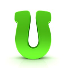 Green U letter sign 3d