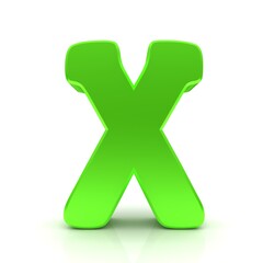 Green X letter sign 3d