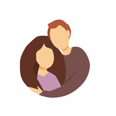 A couple in love are hugging. Happy stable family of husband and wife. Vector cartoon.