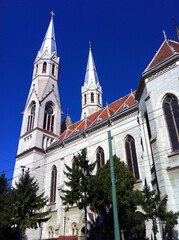 Main view on the Catholic Church of Elisabet in Romania