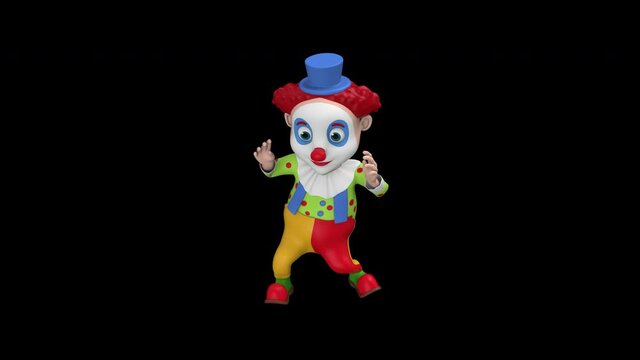 Cartoon clown looped dance - 3d render looped with alpha channel.
