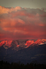 Mountain ridge during sunset