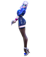 3D comics cosplay anime girl.