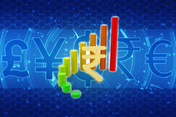 Indian rupee background, Stock market background with Indian rupee symbol, India Finance, Economic Background. 3d render