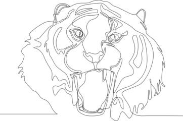 Simple continuous line draw of Chinese new year 2022 year of the tiger. simple hand drawn Asian elements with craft style on background brochure, banner, invitation card, vector illustration.