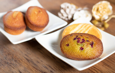 Financier and Galette, sweets, baked goods, フィナンシェとガレットのテーブルフォト スイーツ 焼き菓子