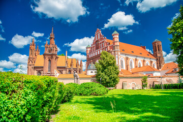St Anne Church in Vilnius on a clear sunny day, Lithuania.