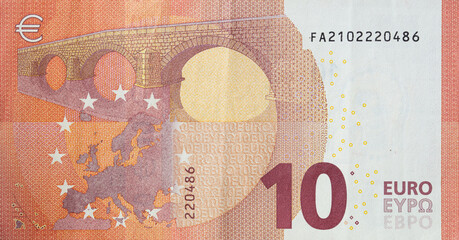 Closeup of 10 euro banknote