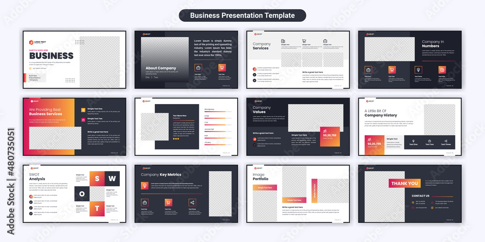 Wall mural creative business powerpoint presentation slides template design. use for modern keynote presentatio