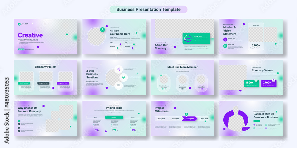 Canvas Prints creative business powerpoint presentation slides template design. use for modern keynote presentatio