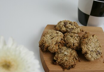 オートミールクッキーのクローズアップ