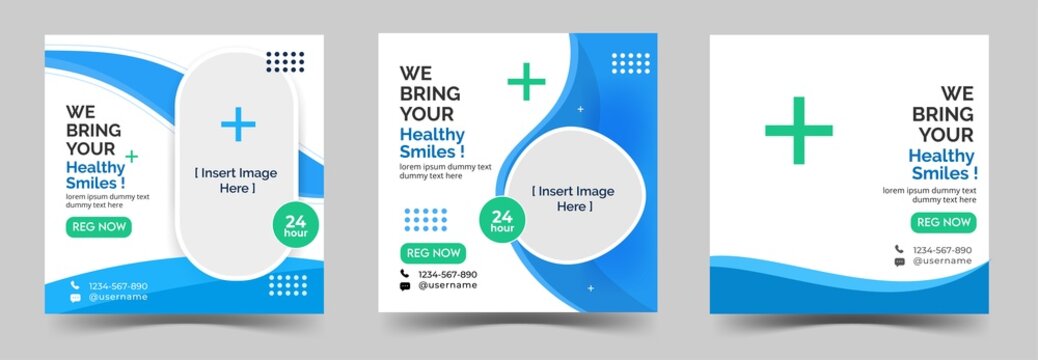 creative style health care social media post design set