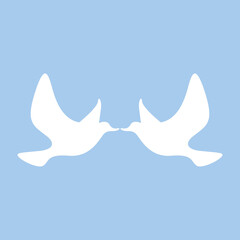 Flying silhouette of little kissing birds card - 480736440