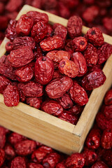 Dried jujubes on display in a traditional market