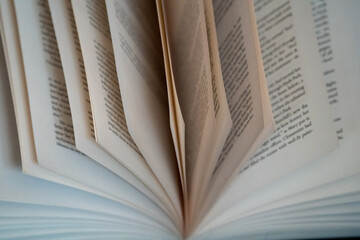 Open book pages close up