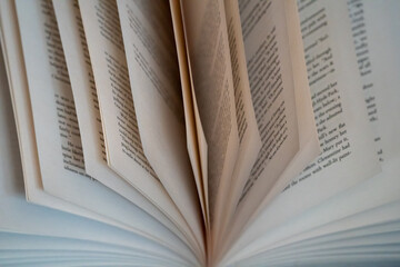 Open book pages close up