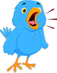 cartoon cute bird screaming on white background