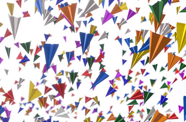 Fototapeta na wymiar Colorful Paperplanes on Neutral Background